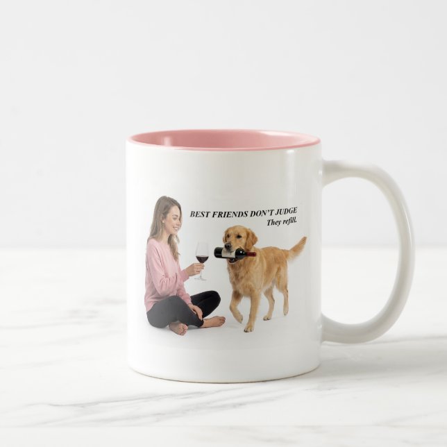 Caneca De Café Em Dois Tons Golden Retriever Wine Humor Gift (Direita)