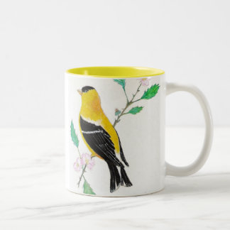 Caneca De Café Em Dois Tons goldfinch do americam, Goldfinch americano
