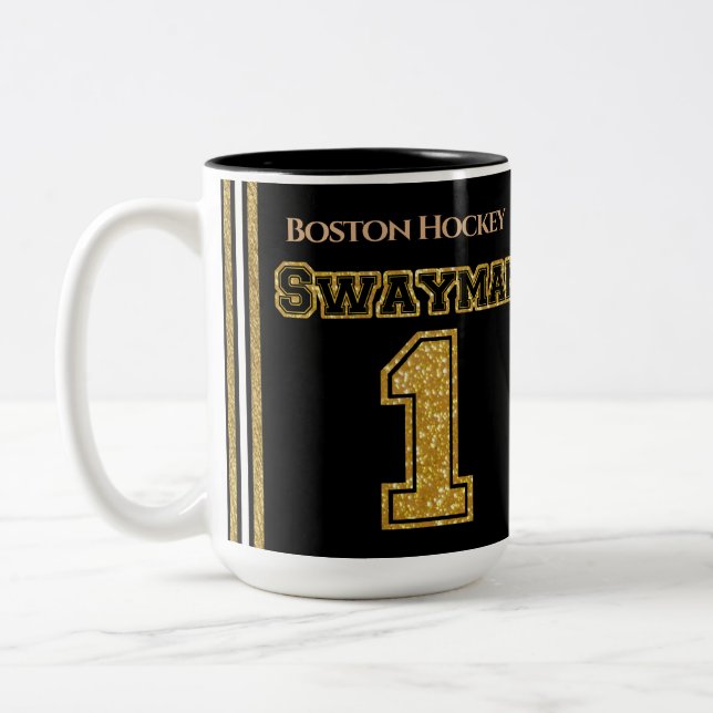 Caneca De Café Em Dois Tons Goleiro de hóquei de Boston 1 (Esquerda)