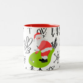 Caneca De Café Em Dois Tons Golf de Natal Santa Claus