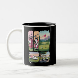 Caneca De Café Em Dois Tons Golfe Elegante Amante de Golfe Divertido Temporada