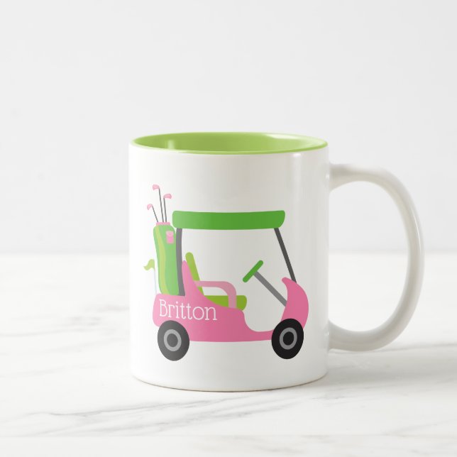 Caneca De Café Em Dois Tons Golfe Rosa e Verde Personalizado Mug (Direita)