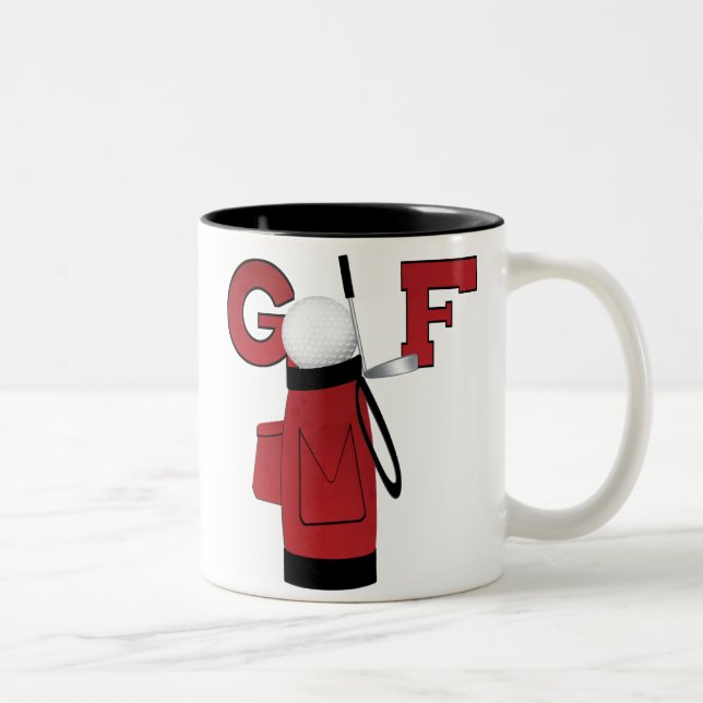 Caneca De Café Em Dois Tons Golfe vermelho do saco de golfe (Direita)