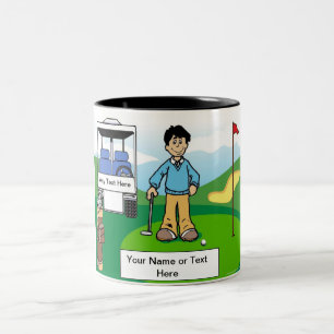 Caneca De Café Em Dois Tons Golfer - Cartoon masculino por PrintedPerfection.c