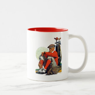 Caneca De Café Em Dois Tons Golfer Manteve Esperando