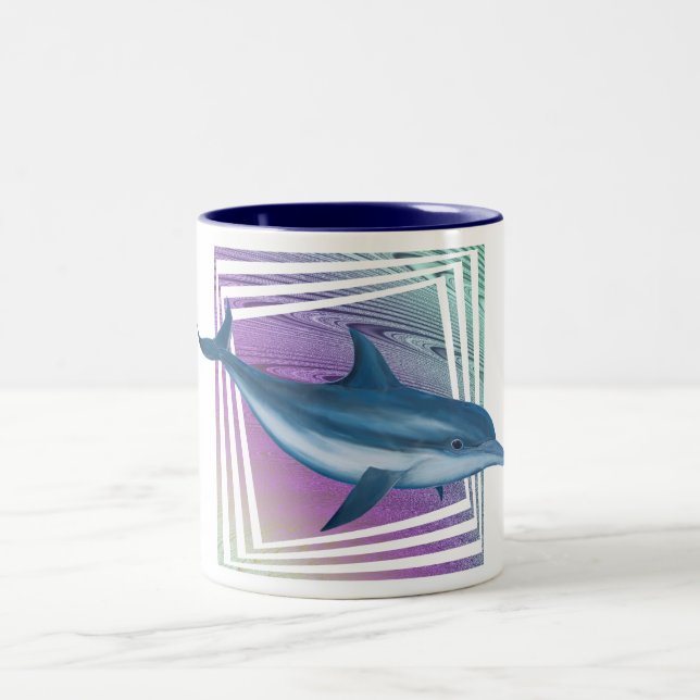 Caneca De Café Em Dois Tons Golfinho azul da cascata (Centro)