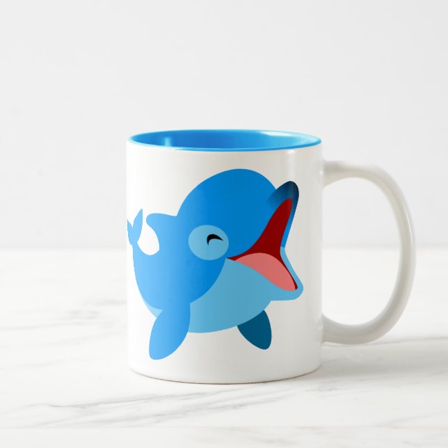 Caneca De Café Em Dois Tons Golfinho de Cartoon Giro (Direita)