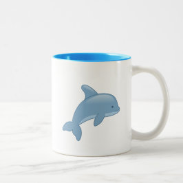 Caneca De Café Em Dois Tons Golfinho de Salto de Cartoon Bonito