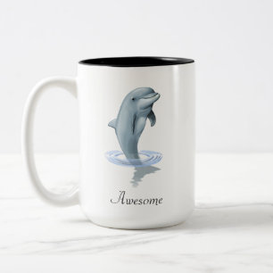Caneca De Café Em Dois Tons Golfinho Fofo Moderno, Rótulo e Monograma