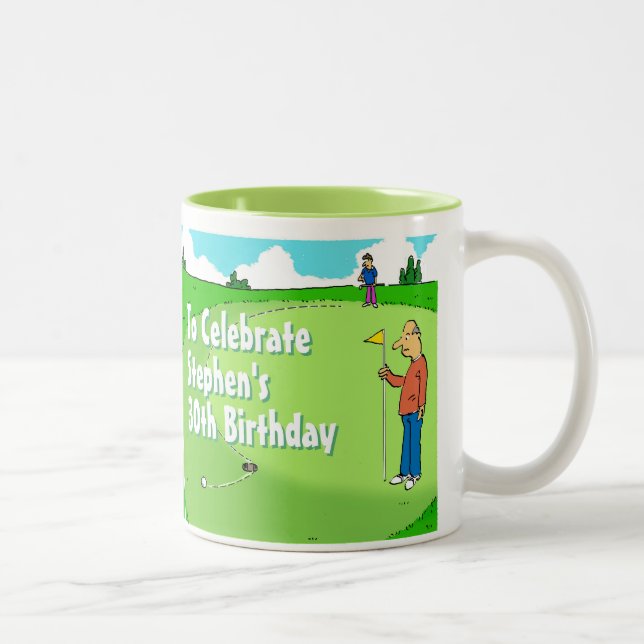 Caneca De Café Em Dois Tons Golfista com uma Tacada Perdida para Personalizar (Direita)