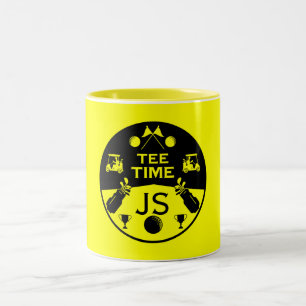 Caneca De Café Em Dois Tons Golfista de Aniversário Além da Montanha