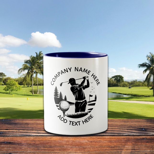 Caneca De Café Em Dois Tons Golfista Pinheiros Adicionar Nome  (Criador carregado)