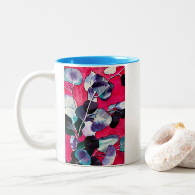 Caneca De Café Em Dois Tons Goma deixa aquarela (Com Donut)