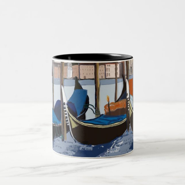 Caneca De Café Em Dois Tons Gondolas Tethered pela Rua Marks Square Veneza (Centro)