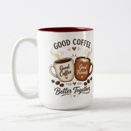 Caneca De Café Em Dois Tons Good Coffee Good Friends mit zwei Kaffeetassen