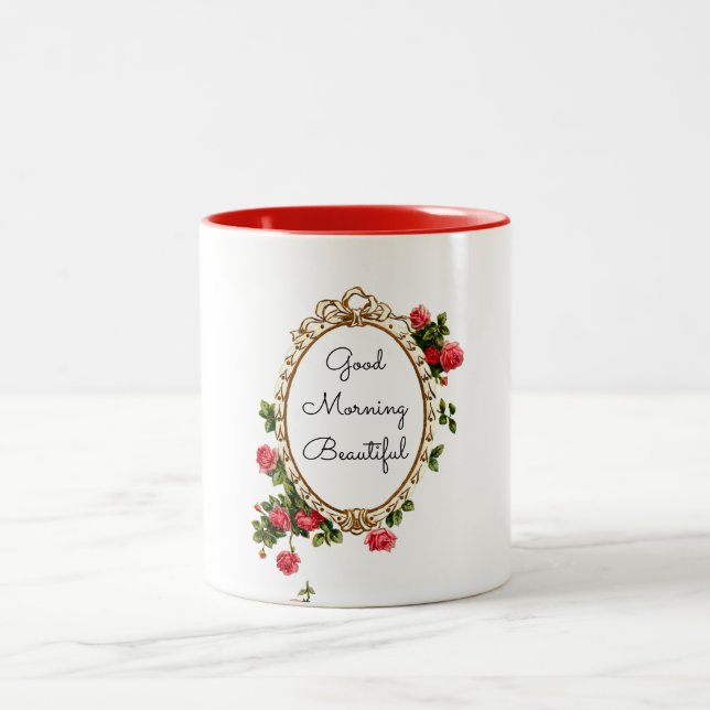 Caneca De Café Em Dois Tons Good morning beautiful (Centro)