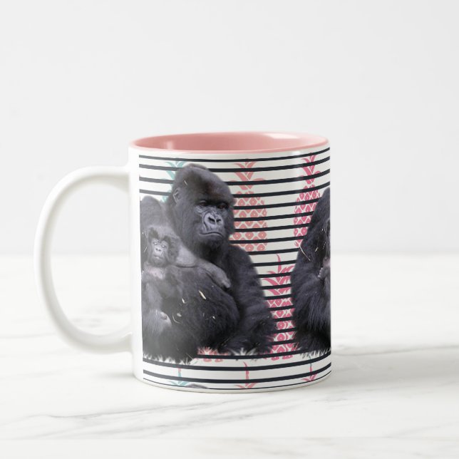 Caneca De Café Em Dois Tons Gorila-abacaxi-rosa-mug (Esquerda)