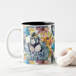 Caneca De Café Em Dois Tons Gorilla Segurando o Grande Livro Coffee Mug