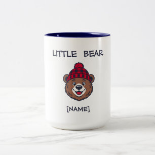 Caneca De Café Em Dois Tons Gorrito Xadrez Rústico com Nome Personalizado Ursi