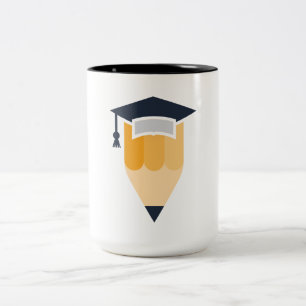 Caneca De Café Em Dois Tons Gorro de Formatura Inteligente e Lápis