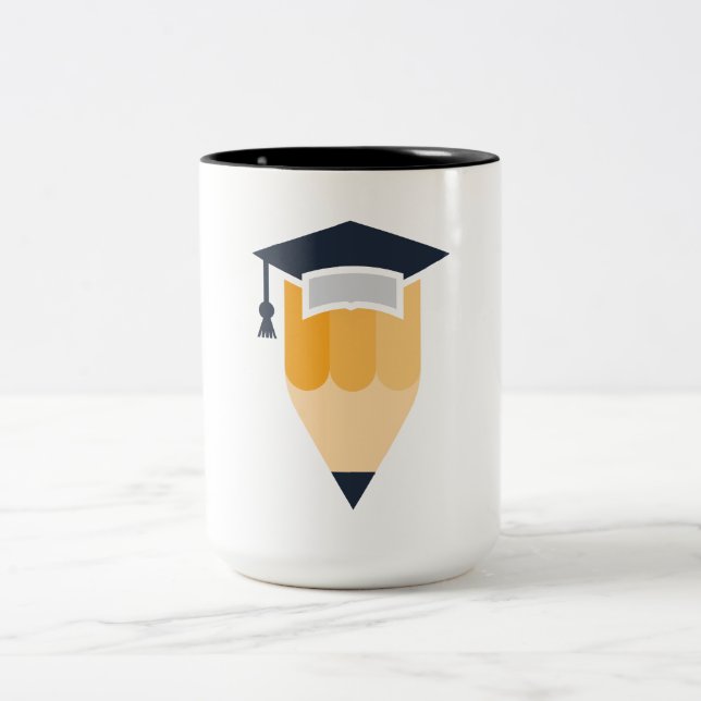 Caneca De Café Em Dois Tons Gorro de Formatura Inteligente e Lápis (Centro)