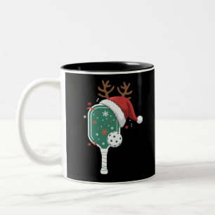 Caneca De Café Em Dois Tons Gorro de Natal de Santa Esportes Amante de Pickleb