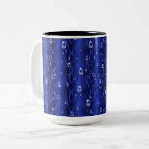 Caneca De Café Em Dois Tons Gotas de chuva em metal azul