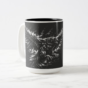 Caneca De Café Em Dois Tons Gothic Raven – por BurnsInHell