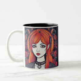Caneca De Café Em Dois Tons Gótica Reverie Rapariga Laranja