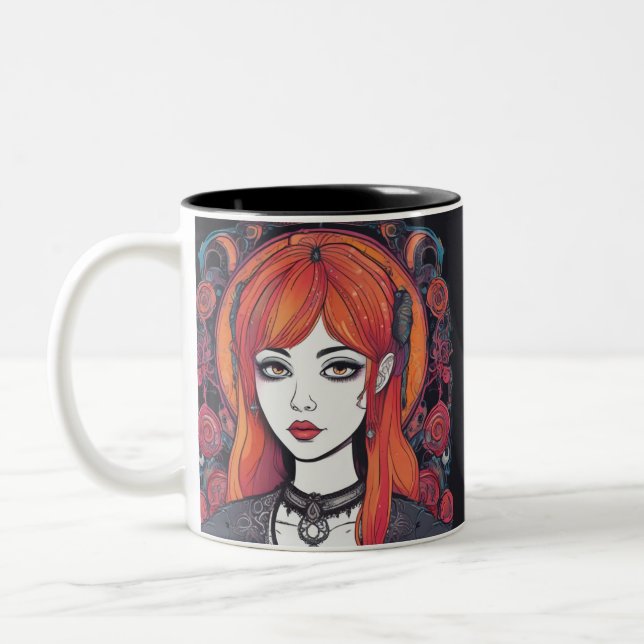 Caneca De Café Em Dois Tons Gótica Reverie Rapariga Laranja (Esquerda)