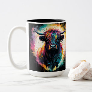 Caneca De Café Em Dois Tons Graça Fantasmagórica: Vaca das Terras Altas Hologr
