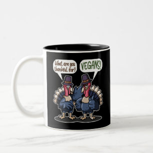 Caneca De Café Em Dois Tons Graças A Vegans Engraçado Turquia Ação De Graças P