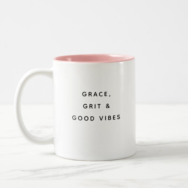 Caneca De Café Em Dois Tons Grace Grit & Good Vibes Funny Modern Mug (Esquerda)