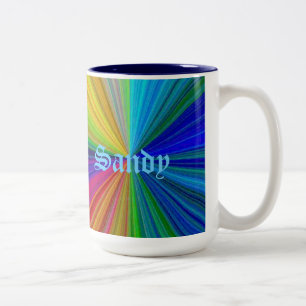 Caneca De Café Em Dois Tons Gradação circular arco-íris