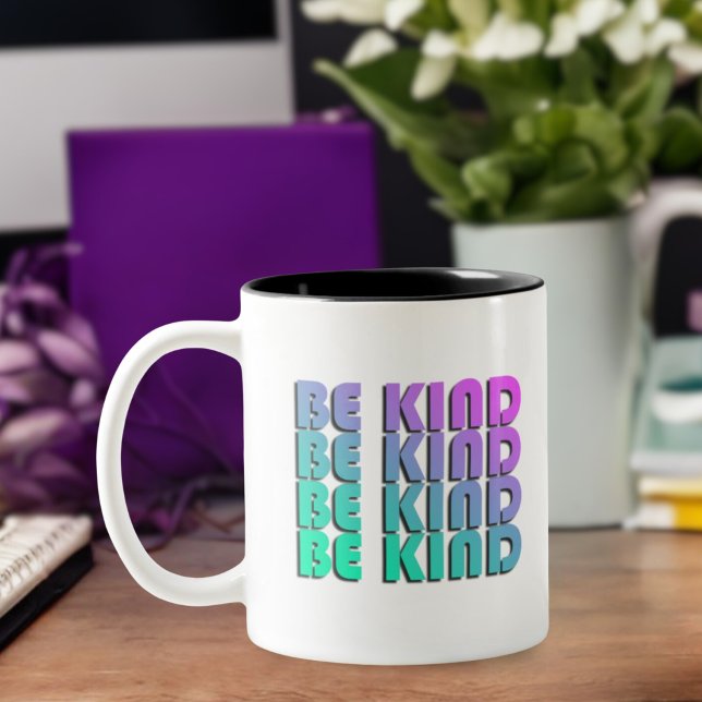 Caneca De Café Em Dois Tons gradiente e roxo BE KIND (Criador carregado)