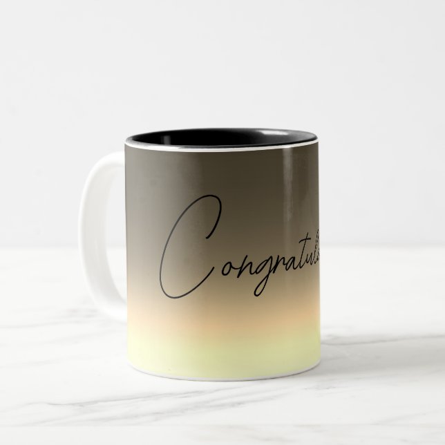Caneca De Café Em Dois Tons Gradiente ombre bege amarelo dourado (Frente Esquerda)