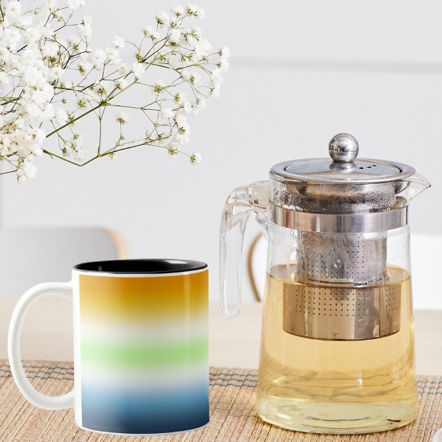 Caneca De Café Em Dois Tons Gradiente Orgulho Agender AroAce (Criador carregado)