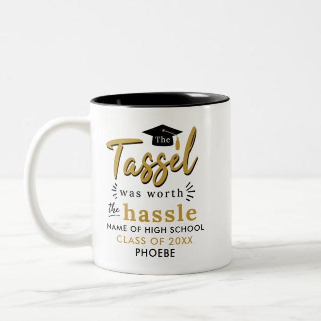 Caneca De Café Em Dois Tons Graduação 2025 Tassel Valeu Hassle Keepsasak (Esquerda)