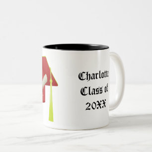 Caneca De Café Em Dois Tons Graduação Boné Vermelho Classe de 20XX Adicionar N