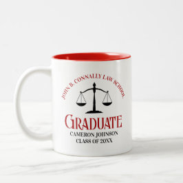 Caneca De Café Em Dois Tons Graduação da Faculdade de Direito Negro Vermelho P