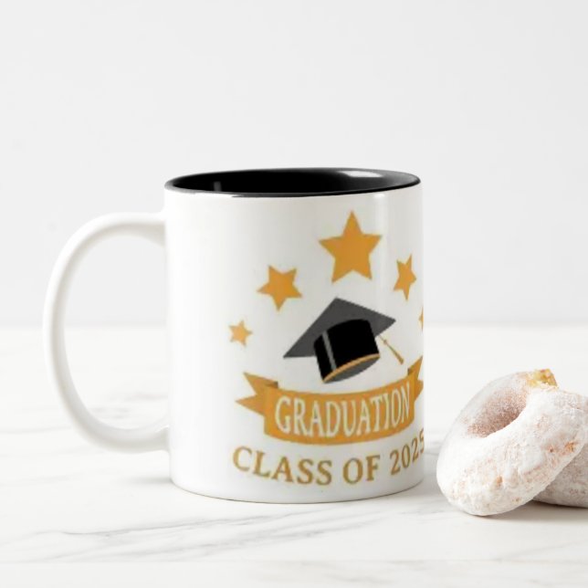 Caneca De Café Em Dois Tons Graduação De 2025 (Com Donut)