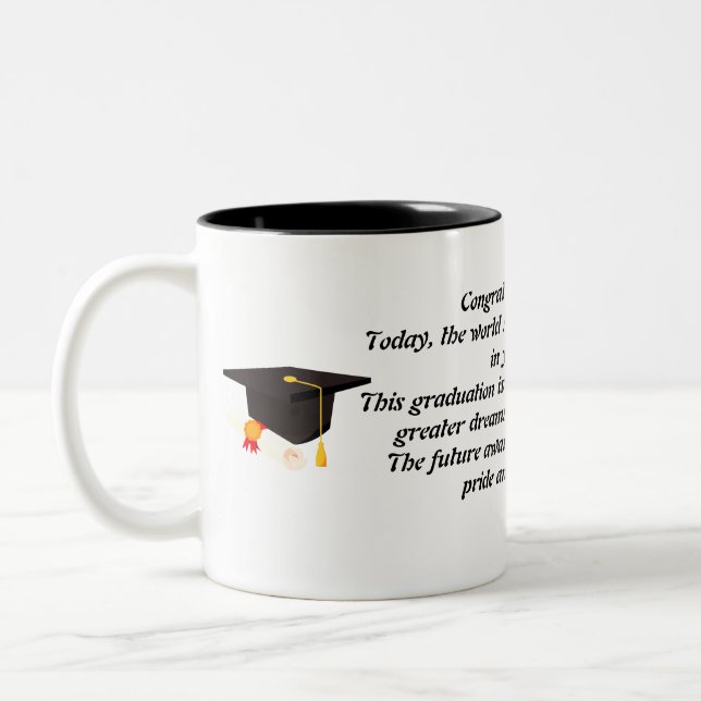 Caneca De Café Em Dois Tons Graduação de Mug com Palavras (Esquerda)