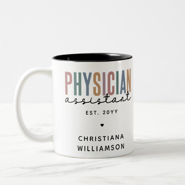 Caneca De Café Em Dois Tons Graduação Personalizada do Assistente Médico PA (Esquerda)