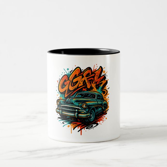 Caneca De Café Em Dois Tons Graffiti Classic Car Mug (Centro)