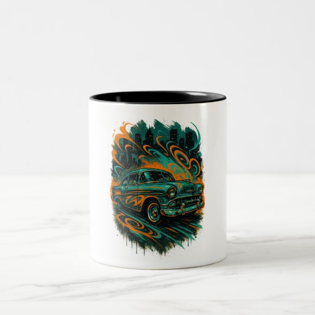Caneca De Café Em Dois Tons Graffiti Classic Car Mug (Centro)