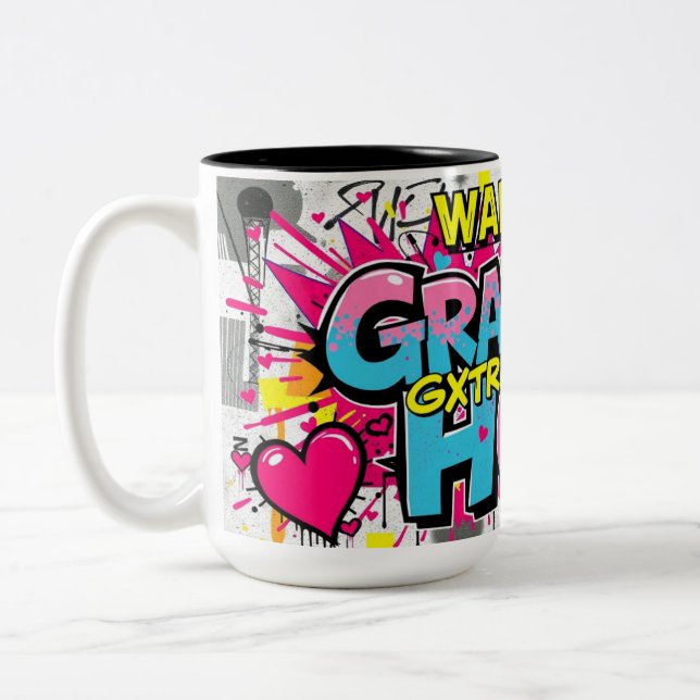 Caneca De Café Em Dois Tons Graffiti Hugs from Grandma (Esquerda)