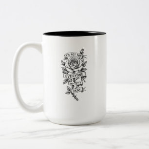 Caneca De Café Em Dois Tons Gráfica de declaração botânica de rosa vintage gra