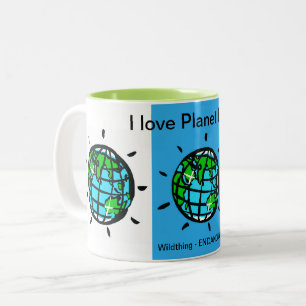Caneca De Café Em Dois Tons Gráfico - Adoro o Planeta Terra - Salve o nosso pl