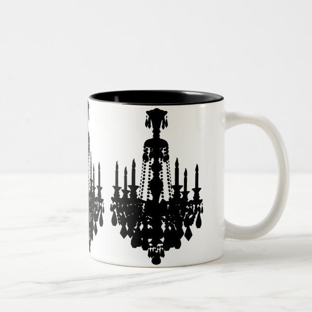 Caneca De Café Em Dois Tons Gráfico antigo do candelabro (Direita)