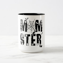 Caneca De Café Em Dois Tons Gráfico de Bat de Aranha do Dia de as Bruxas engra